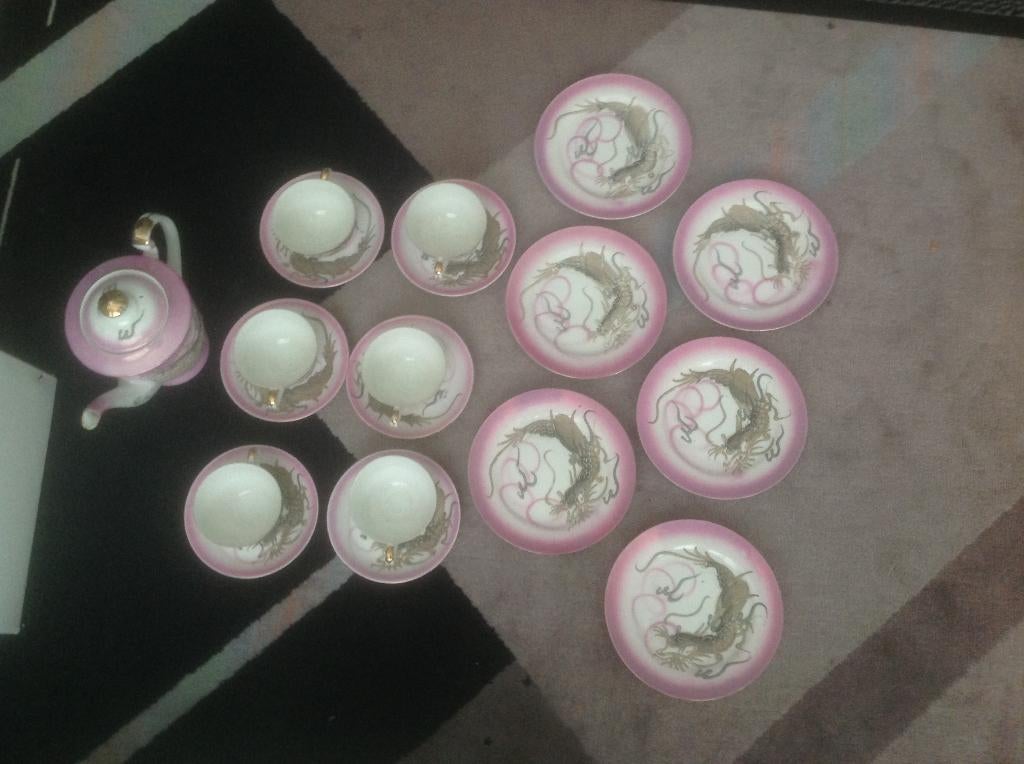 Antiek koffieservies "Geisha" /jaren 1945-50/, Huis en Inrichting, Ophalen of Verzenden, Zo goed als nieuw, Overige stijlen, Porselein