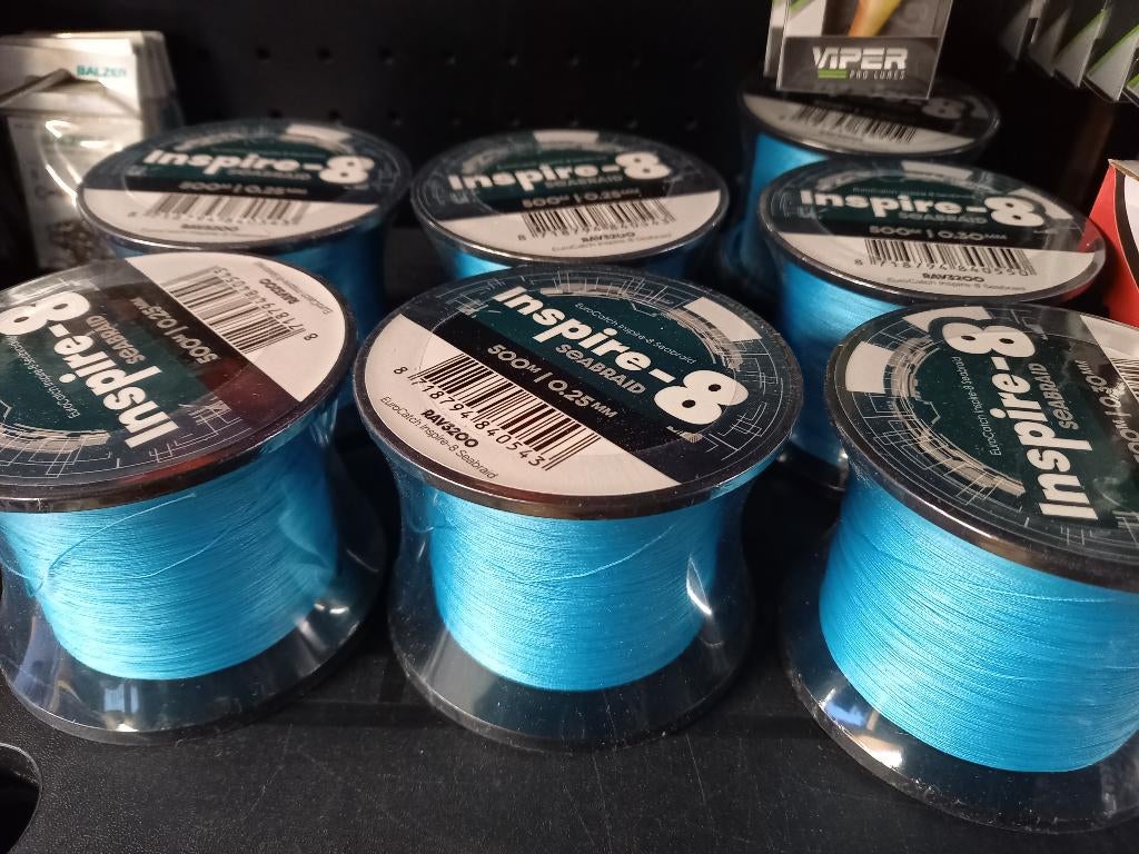 500m Spoelen gevlochten lijn (blauw) Inspire X8 Braid.., Info@hengelsportleon.nl, Eurocatch, Nieuw, Ophalen of Verzenden