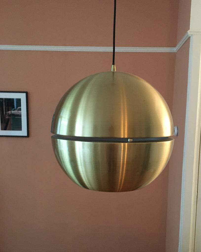 ZUIVER Retro 70 hanglamp Goud - in goede staat, Huis en Inrichting, Lampen | Hanglampen, Ophalen, Zo goed als nieuw, Metaal, Minder dan 50 cm