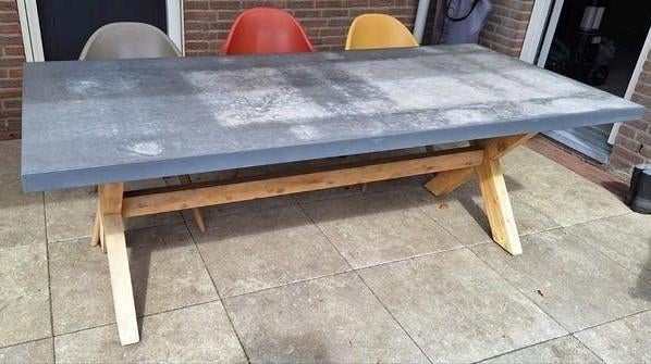 Tuintafel 220x100 cm - Blad beschadigd, poten goed, Ophalen, Gebruikt, Rechthoekig, Hout