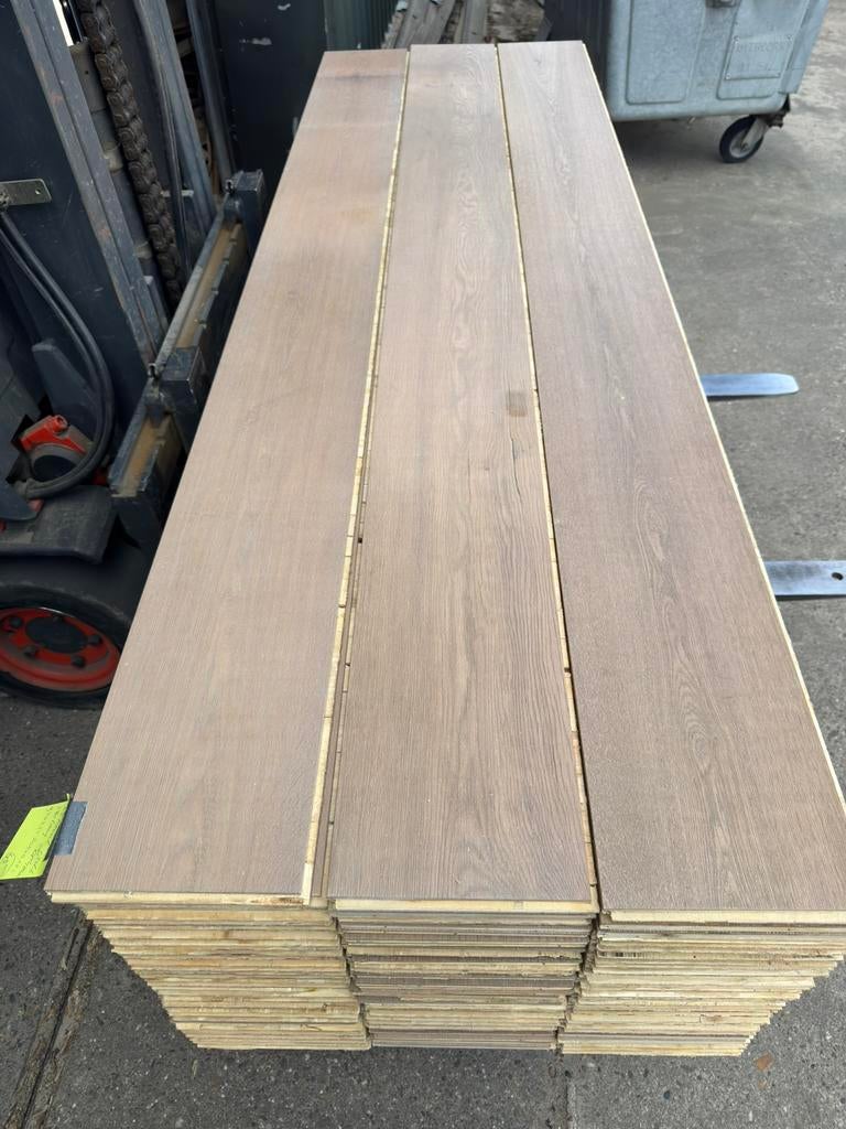 Eiken vloer 44,5 m2 lamelparket 22 cm breed 1,5 cm dik, Ophalen, Gebruikt, Vloerdelen of -planken, 10 m² of meer