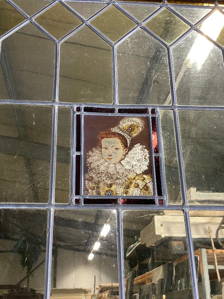 Losse glas in lood deur gebrandschilderd portret 291x121cm., Ophalen