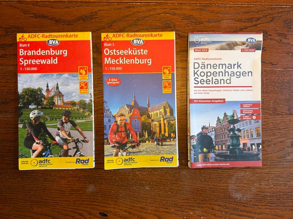 ADFC Fietskaarten: Brandenburg, Ostseeküste, Kopenhagen, Overige merken, Fiets- of Wandelgids, Europa, Ophalen of Verzenden