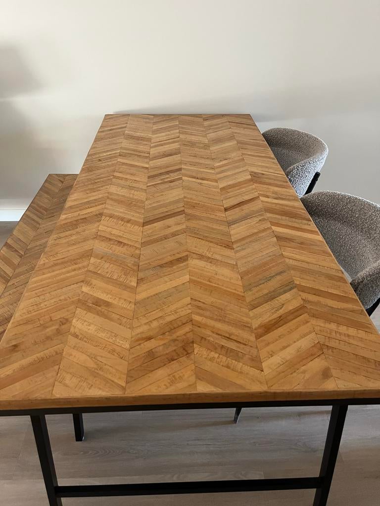 Eettafel & bankje Mateo - Karwei, Ophalen, Gebruikt, 50 tot 100 cm, 150 tot 200 cm