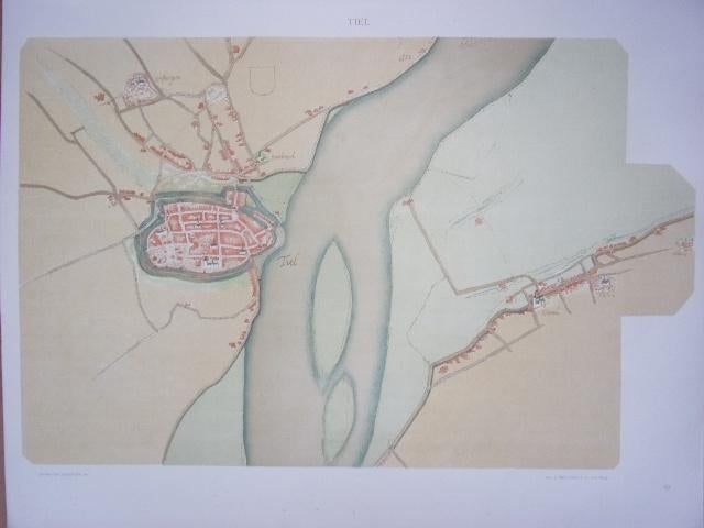 Tiel. Plattegrond van de stad door Jacob van Deventer, Cartografie, Ophalen of Verzenden, Origineel, Voor 1600