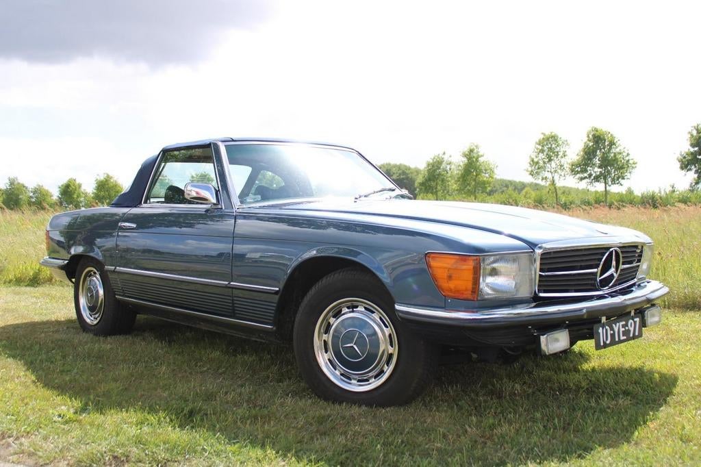Mercedes-Benz 450 SL R107 EU 1973 gerestaureerd orgineel, Auto's, Automaat, Achterwielaandrijving, Cabriolet, Blauw