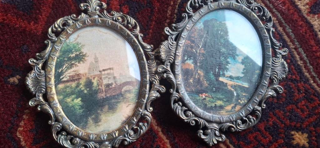 2 bronzen fotolijstjes vintage, Antiek en Kunst, Ophalen of Verzenden