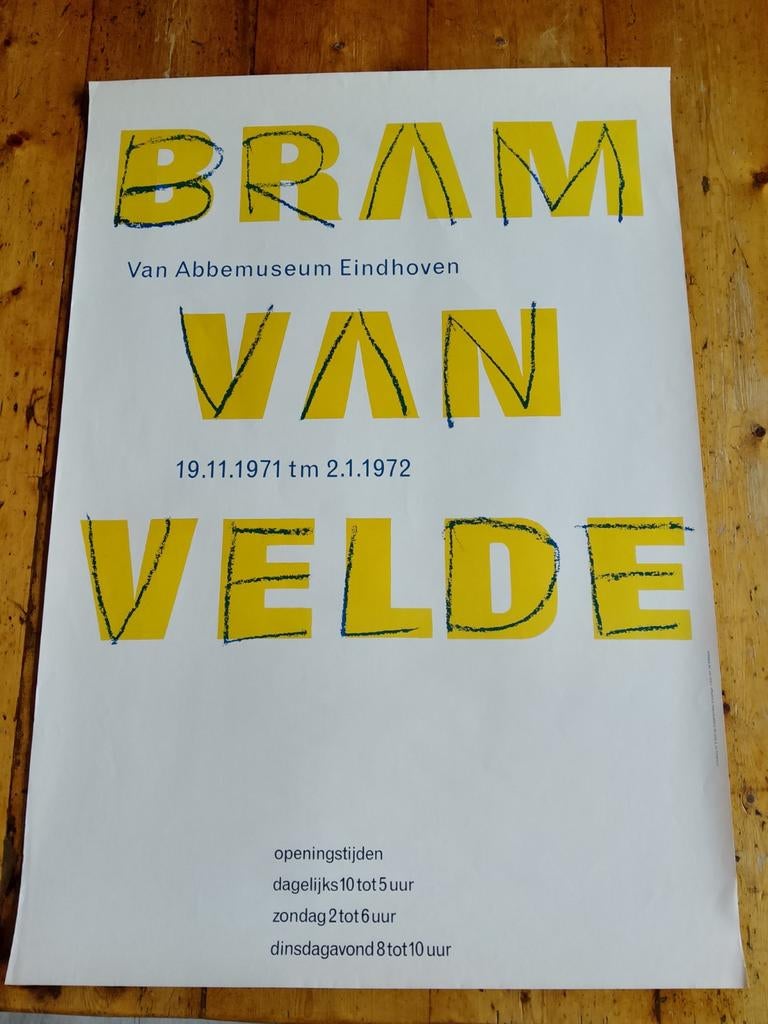 Bram van Velde Tentoonstellingsposter Van Abbemuseum, Rechthoekig Staand, Nieuw, Ophalen of Verzenden, A1 t/m A3