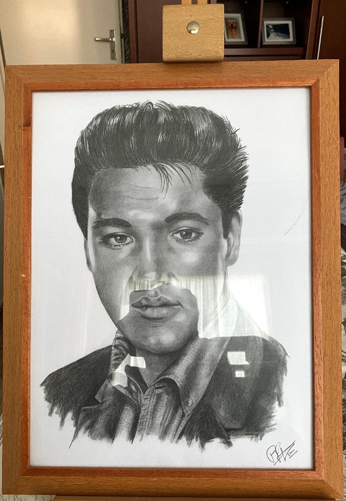 Tekening Elvis, Huis en Inrichting, Woonaccessoires | Schilderijen, Tekeningen en Foto's, Ophalen of Verzenden, Minder dan 50 cm