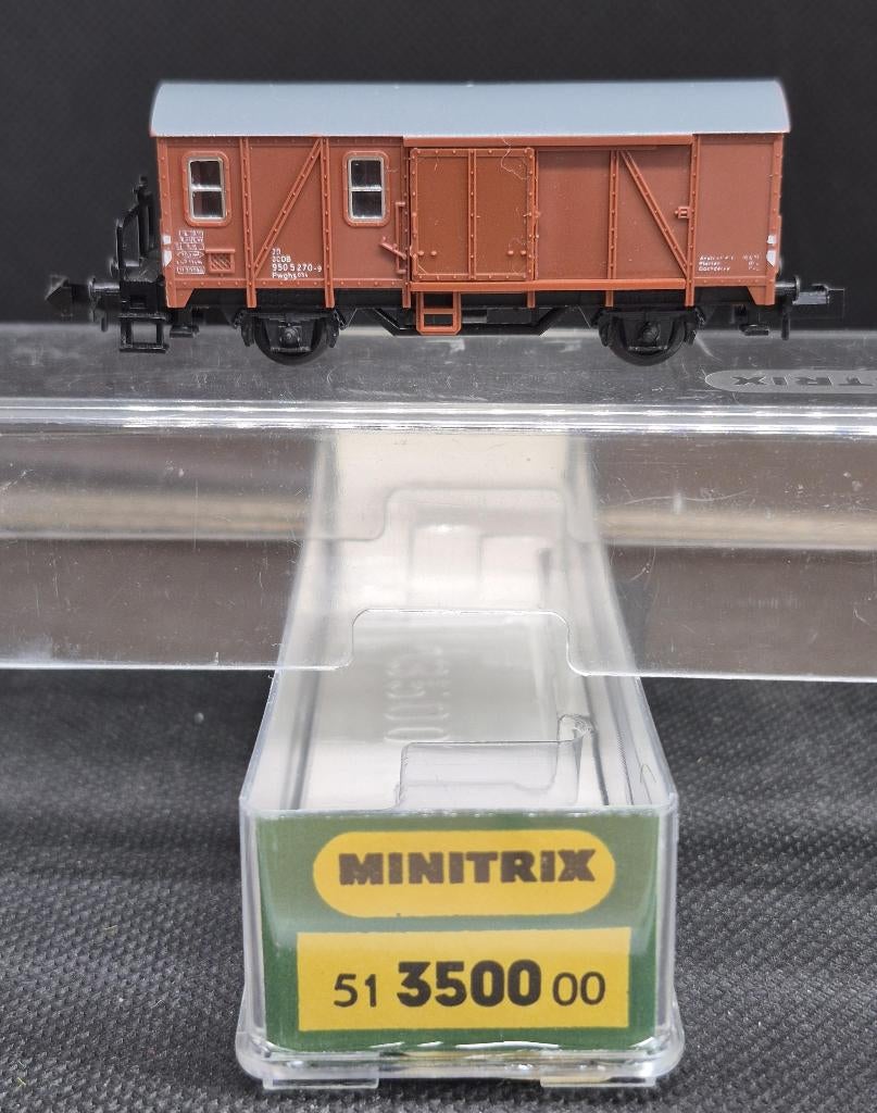 Minitrix 3500 - Goederentrein begel. wagen Pwghs054 (14804), Gebruikt, Gelijkstroom, Trix, Wagon