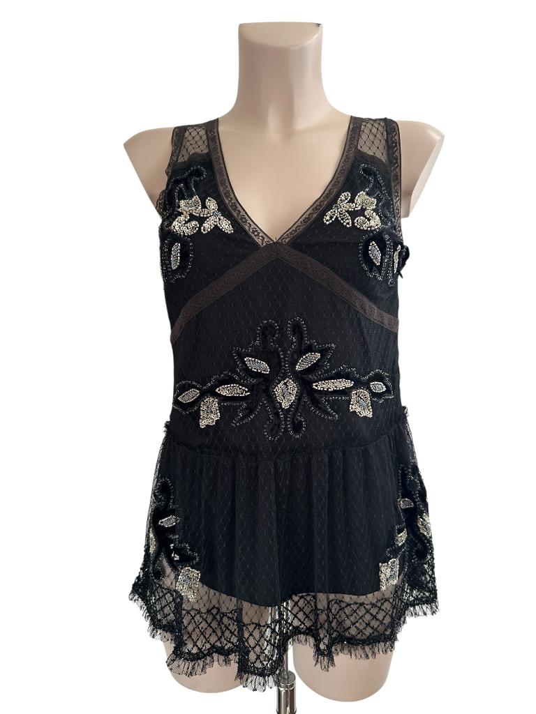 Twin Set top S, Zwart, Ophalen of Verzenden, Zo goed als nieuw, Zonder mouw