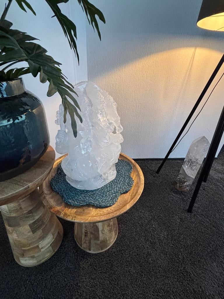 Uniek handgesneden Ganesha beeld van 20 kg bergkristal, Ophalen of Verzenden