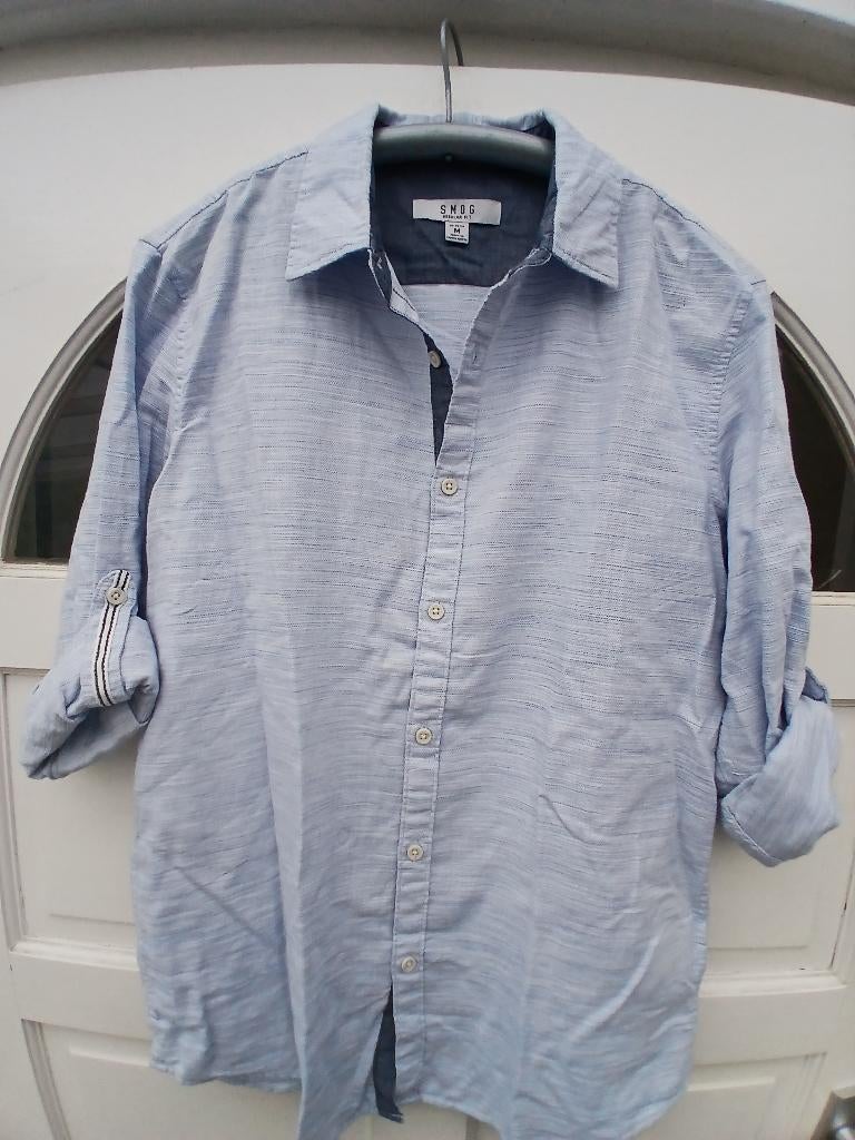 Mooi Smog overhemd met omrolmouwen, maat M, Kleding | Heren, Overhemden, Ophalen, Blauw, Halswijdte 39/40 (M), SMOG