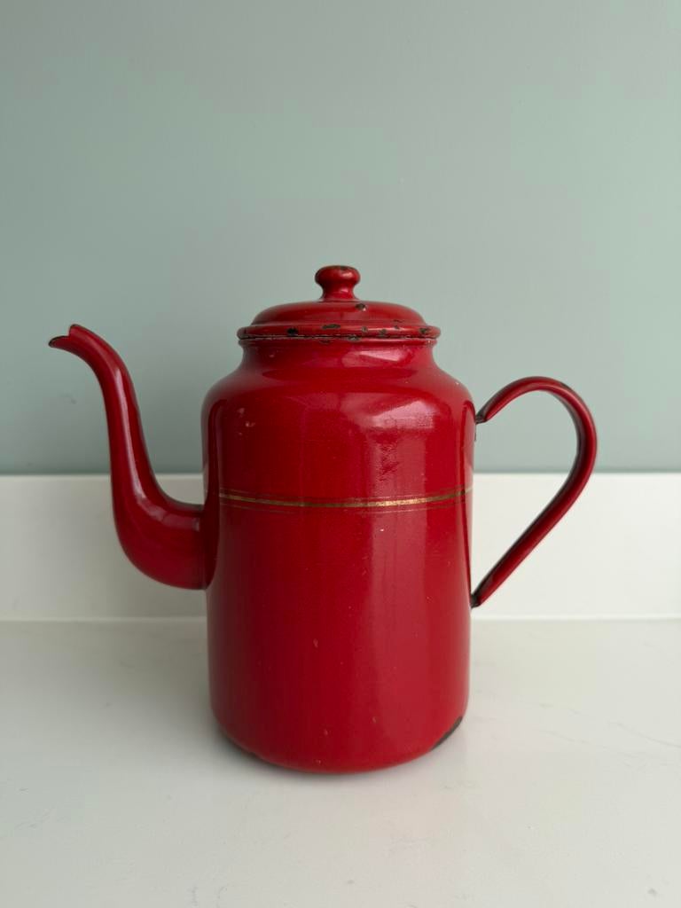 Rood emaille kan, Antiek en Kunst, Antiek | Emaille, Ophalen of Verzenden