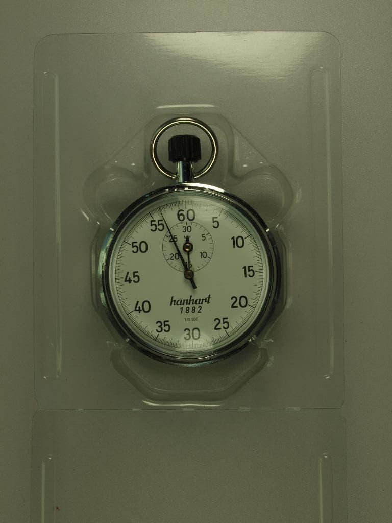 stopwatch Hanhart in originele verpakking, Ophalen of Verzenden, Staal, Overige merken, 1960 of later