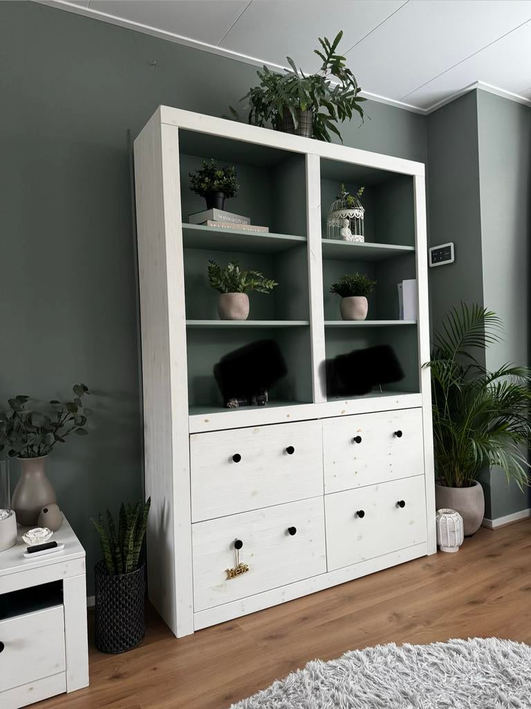 Witte buffetkast Jan des Bouvrie, Ophalen, 100 tot 150 cm, 200 cm of meer, Zo goed als nieuw