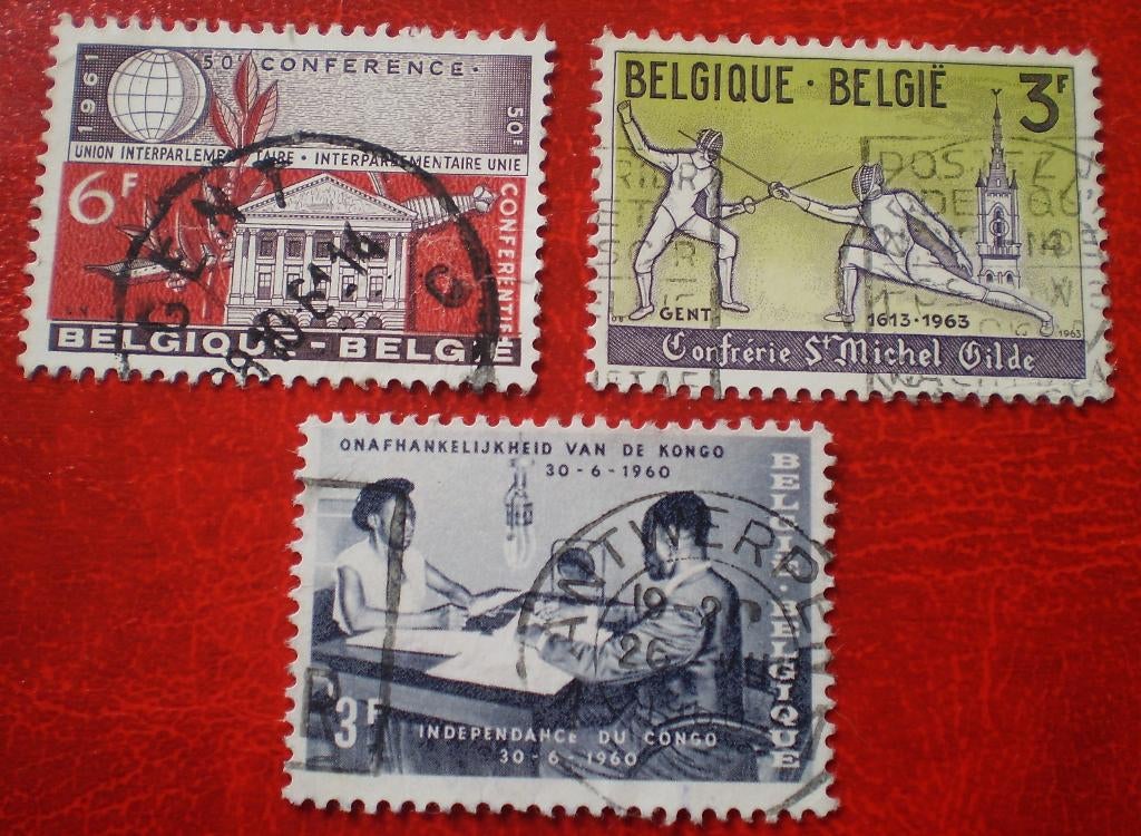 België - 3x - 1x Onafhankelijkheid Congo / 1x Schermen, Postzegels en Munten, Postzegels | Europa | België, Verzenden, Gestempeld