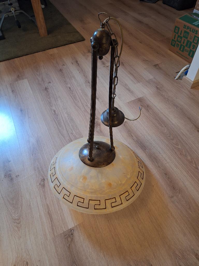 Hanglamp met grieks randmotief, Huis en Inrichting, Lampen | Hanglampen, Ophalen, 50 tot 75 cm, Grieks, Zo goed als nieuw