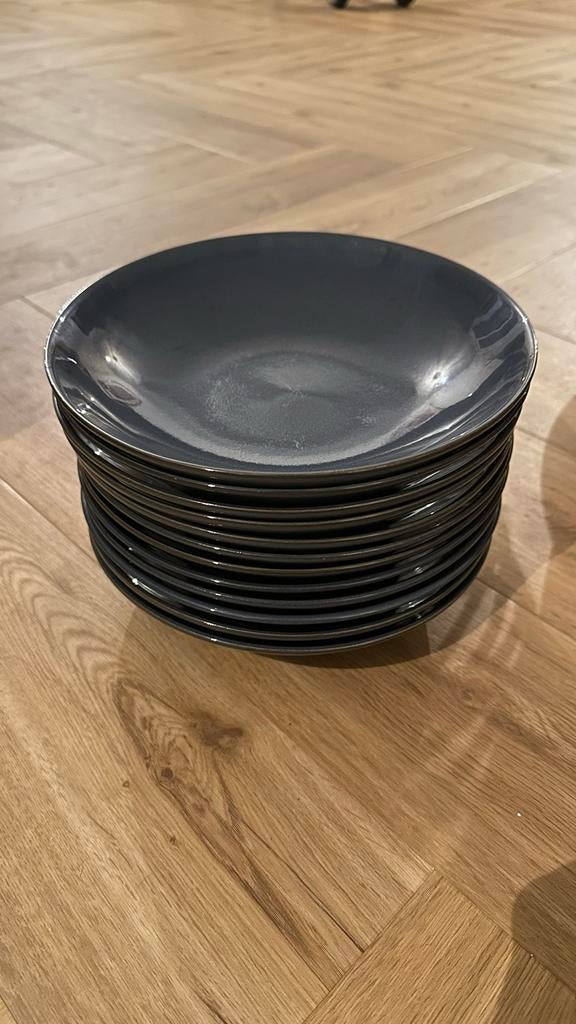 Casa Mesa diepe borden blauw 12 stuks, Ophalen, Gebruikt, Keramiek, Bord(en)