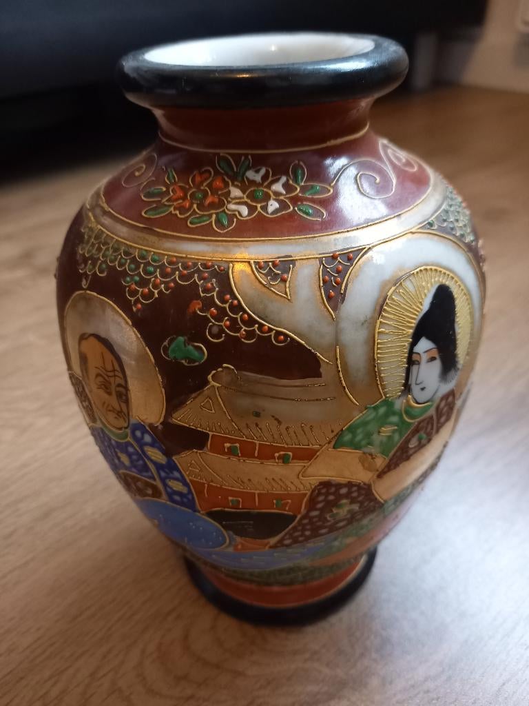 Antieke Satsuma Moriage-vaas porselein, Antiek en Kunst, Ophalen of Verzenden