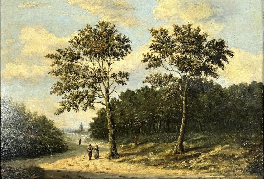1400. Olieverfschilderij – boslandschap, 20e eeuw, Ophalen of Verzenden