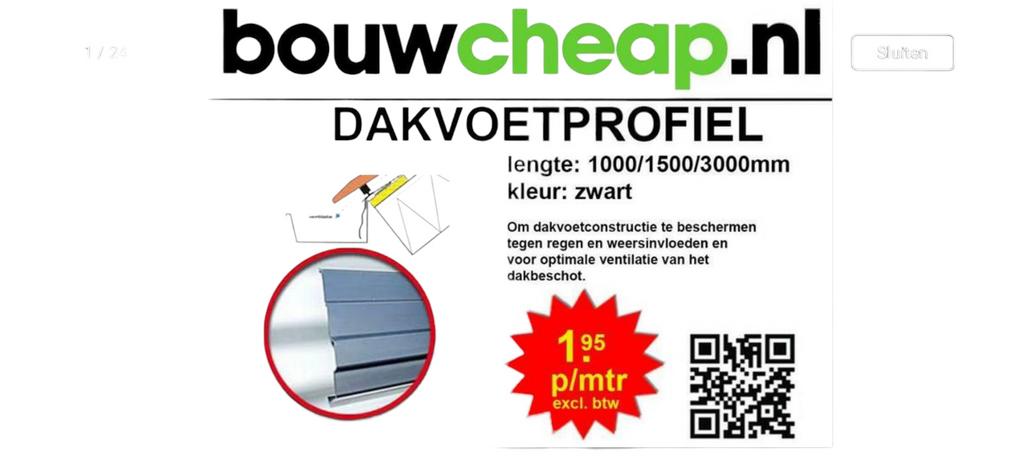 Onderpan profiel 1.50mtr en lengtes 3.00meter perfect, Ophalen of Verzenden, Nieuw, Zwart, Kunststof