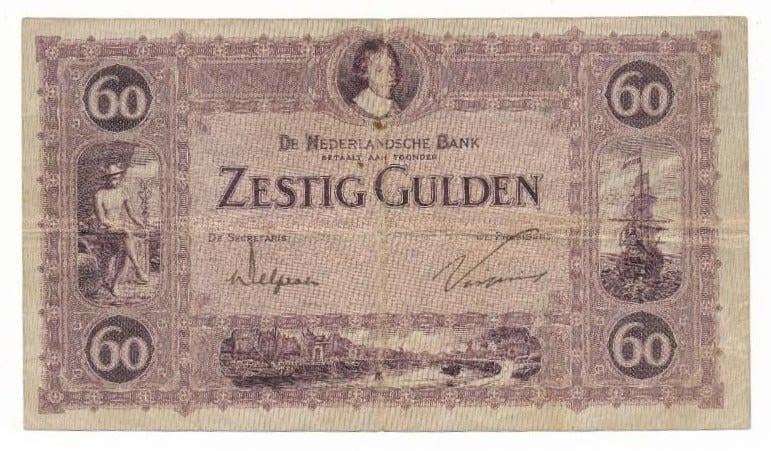Nederland 60 gulden 1924 Prins Frederik Hendrik, Postzegels en Munten, Ophalen of Verzenden, Los biljet