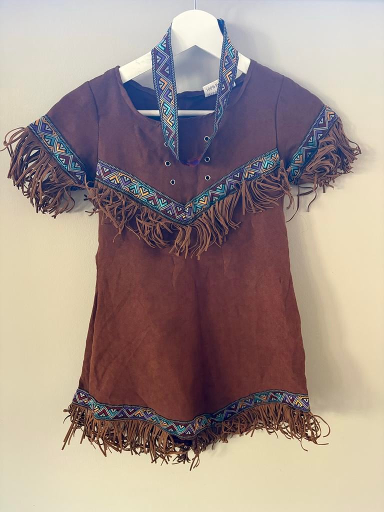 Indianen jurkje met hoofdband - Maat 134-164, Ophalen of Verzenden, Zo goed als nieuw, 134 t/m 140, Meisje