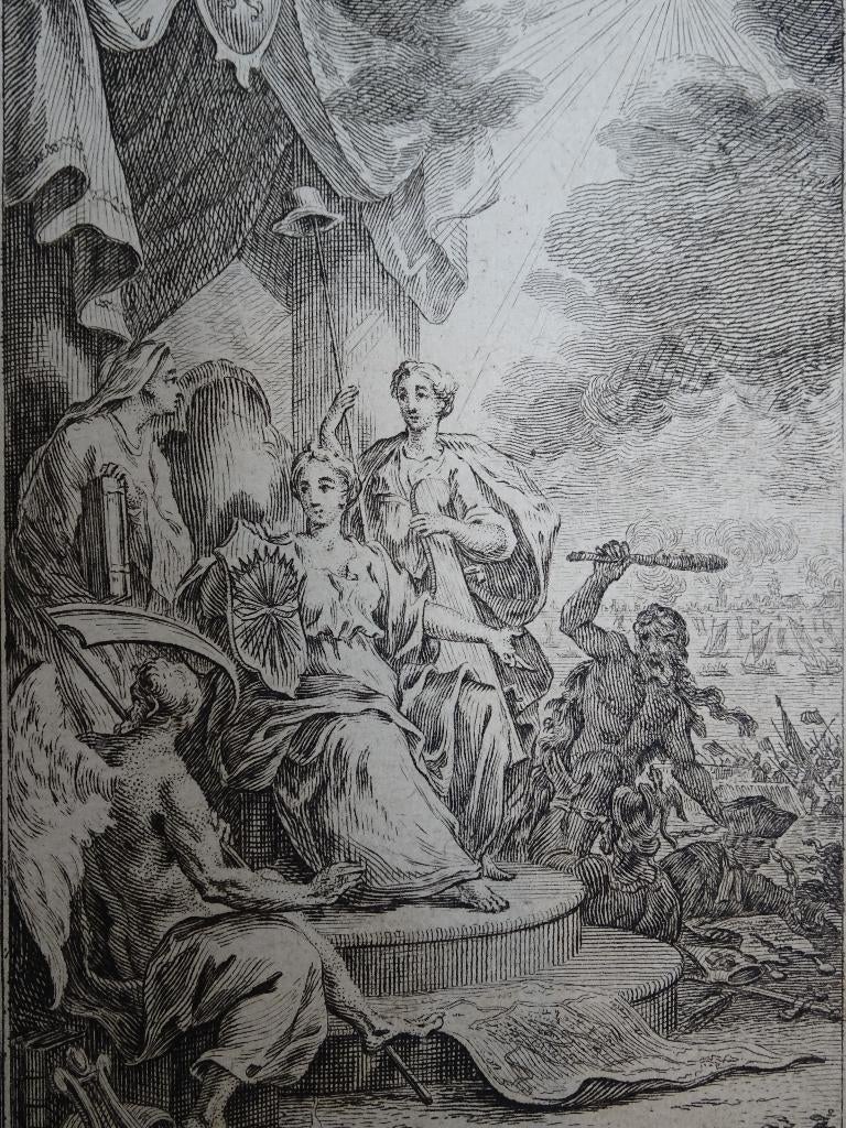 gravure allegorie Tweede eeuwfeest Leids ontzet, Fokke 1774, Verzenden