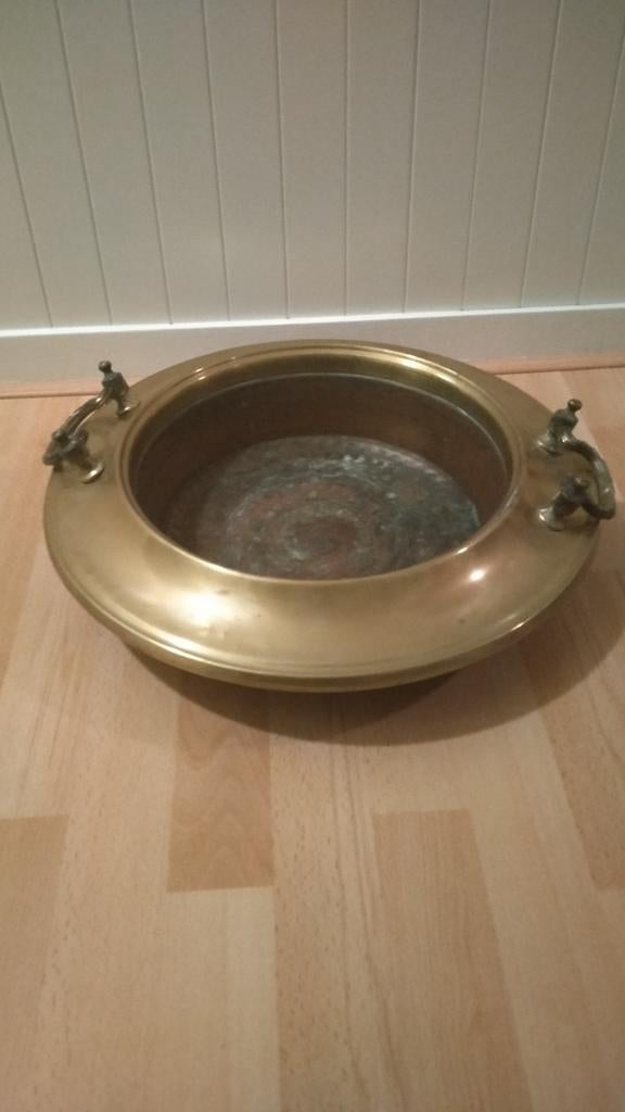 Antieke kastanje pofschaal / brasero 45cm, Ophalen, Koper