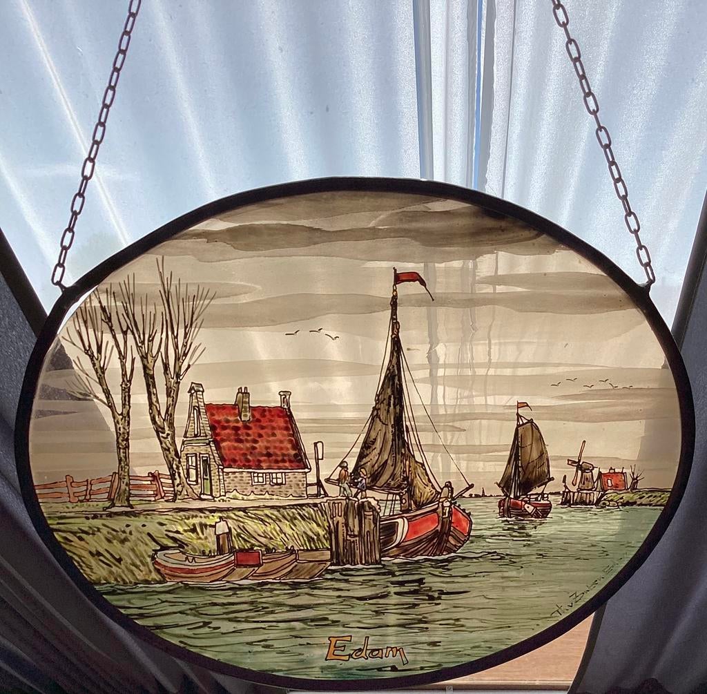 Edam glas in lood raampje 29x22cm, Ophalen