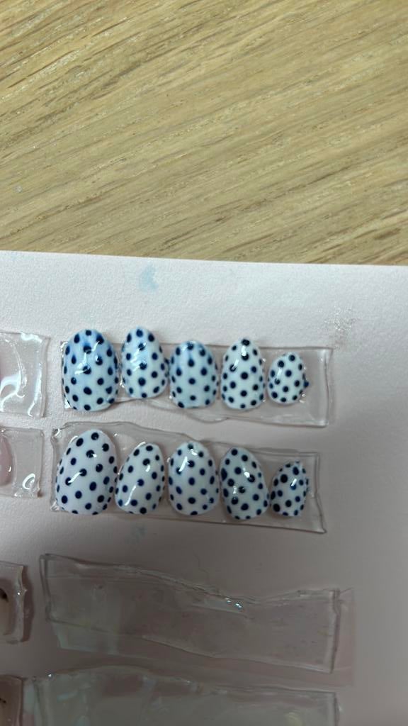 Super leuke donkerblauwe polka dot nagels!, Ophalen of Verzenden, Zo goed als nieuw, Clearstamp