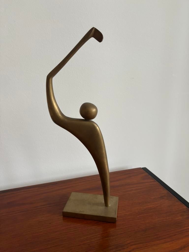 messing golfer beeld zwaar vintage, Ophalen of Verzenden