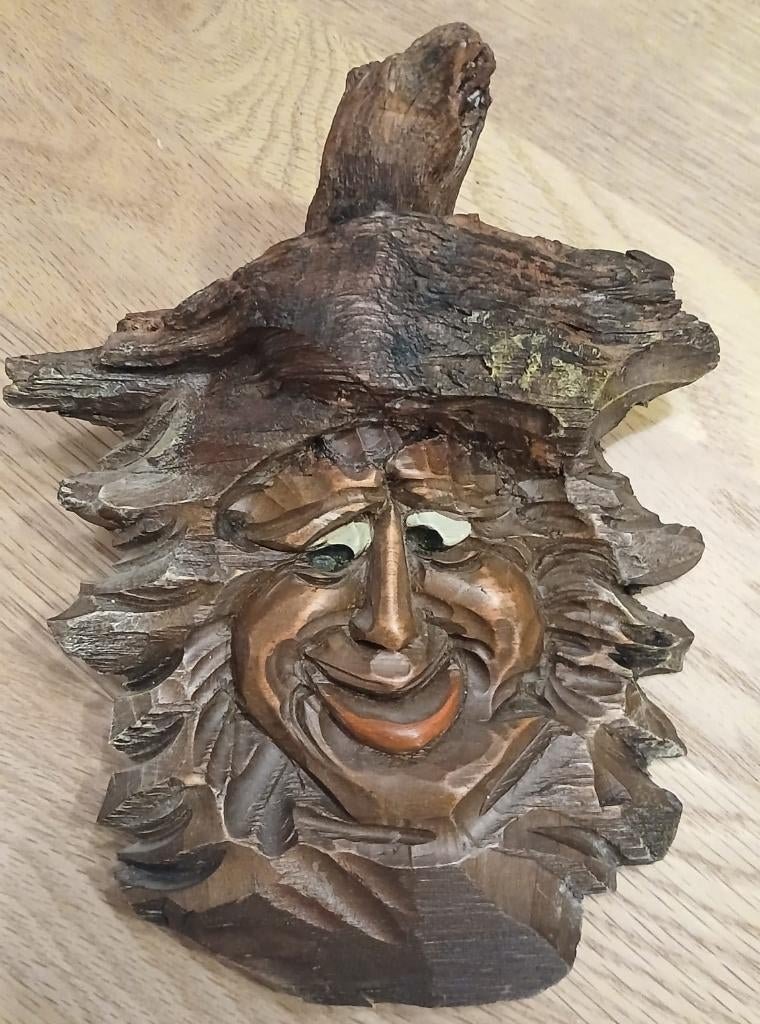 Handgesneden houtsnijwerk Boomgeest, Antiek en Kunst, Kunst | Beelden en Houtsnijwerken, Ophalen of Verzenden