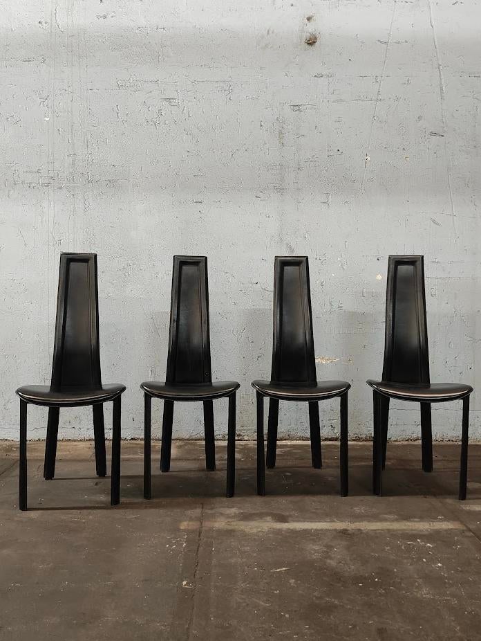 4x Vintage Design stoelen – Hoge rug – Postmodern / Jaren 80, Antiek en Kunst, Antiek | Meubels | Stoelen en Banken, Ophalen