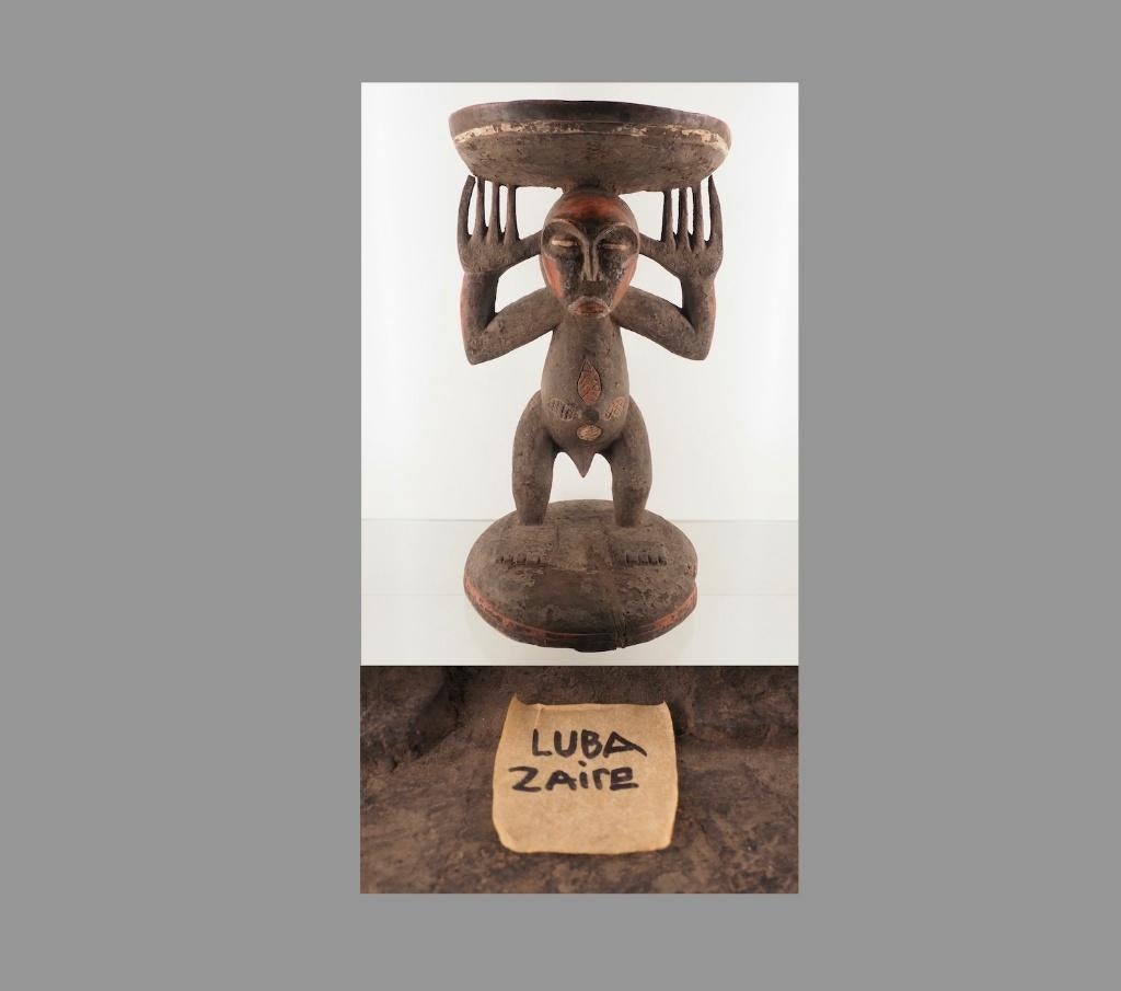 Zeldzame mannelijke Luba kruk Congo ca.1960–80 (260110-03), Ophalen of Verzenden