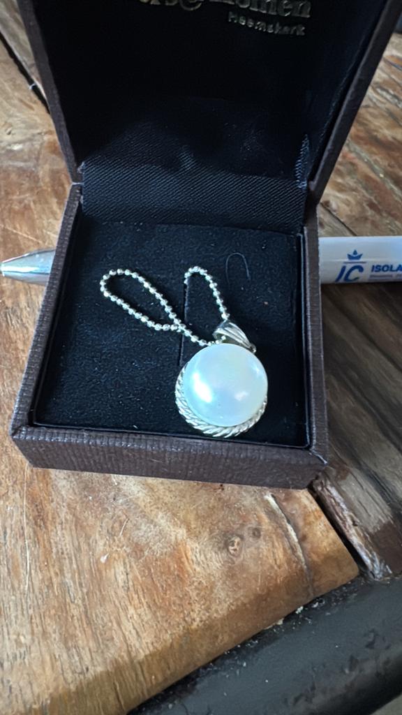 Mother of Pearl hanger in zilver, Ophalen of Verzenden, Zo goed als nieuw, Zilver