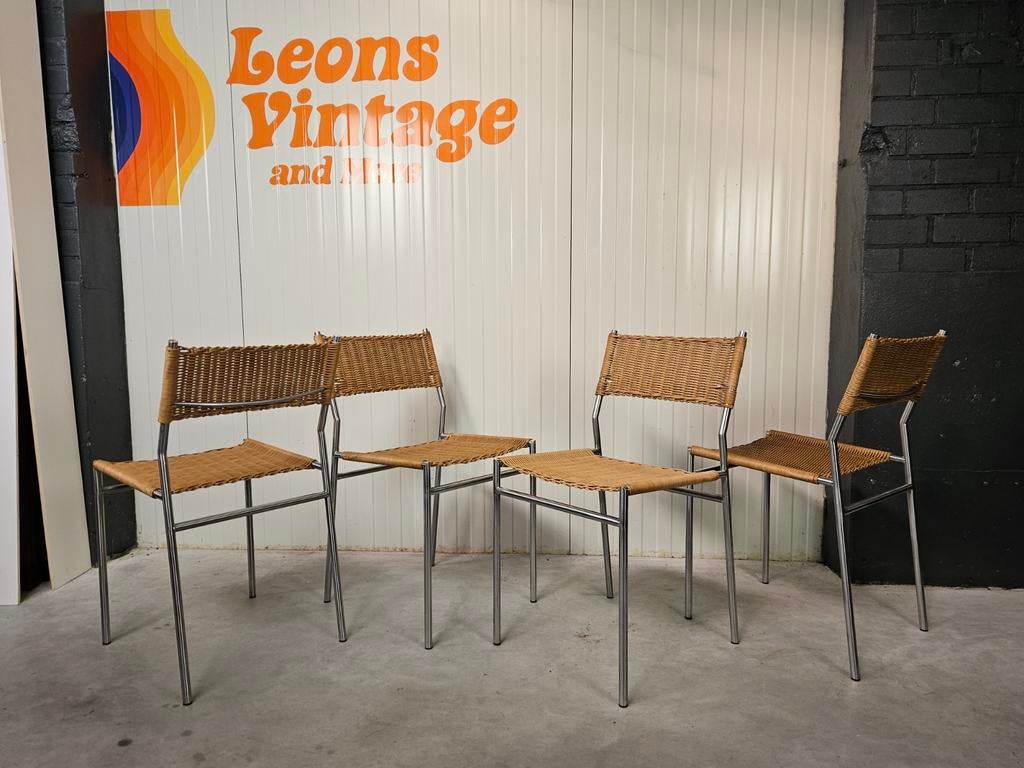 Vintage stoelen Spectrum, Huis en Inrichting, Stoelen, Gebruikt, Bruin, Vintage, Ophalen of Verzenden