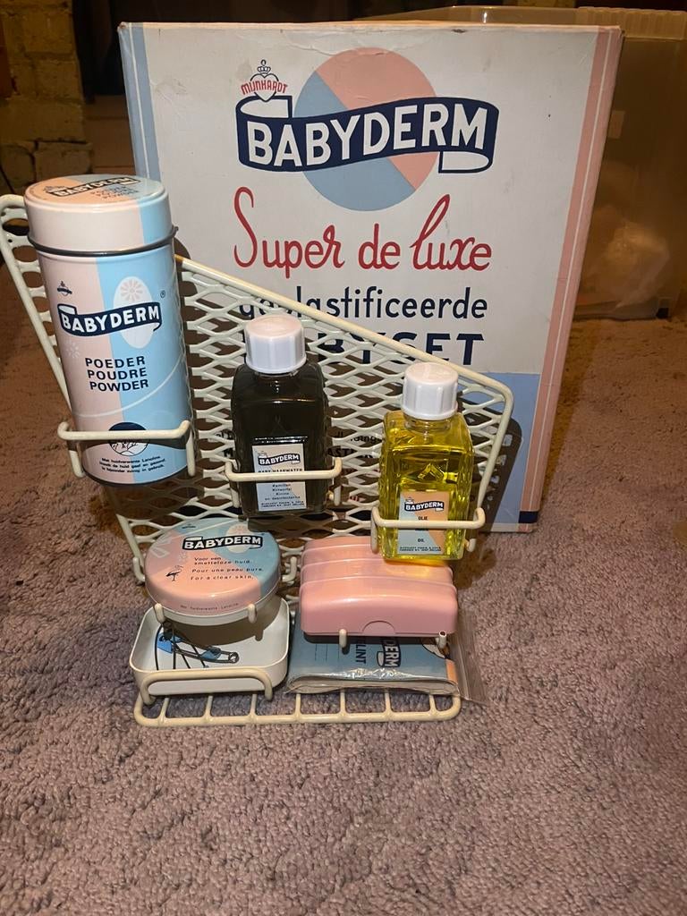 Zeldzame Babyderm Super de Luxe babyset in originele doos, Antiek en Kunst, Ophalen of Verzenden
