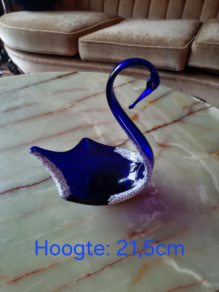 Murano Stijl Blauw Glas Zwaan, Ophalen