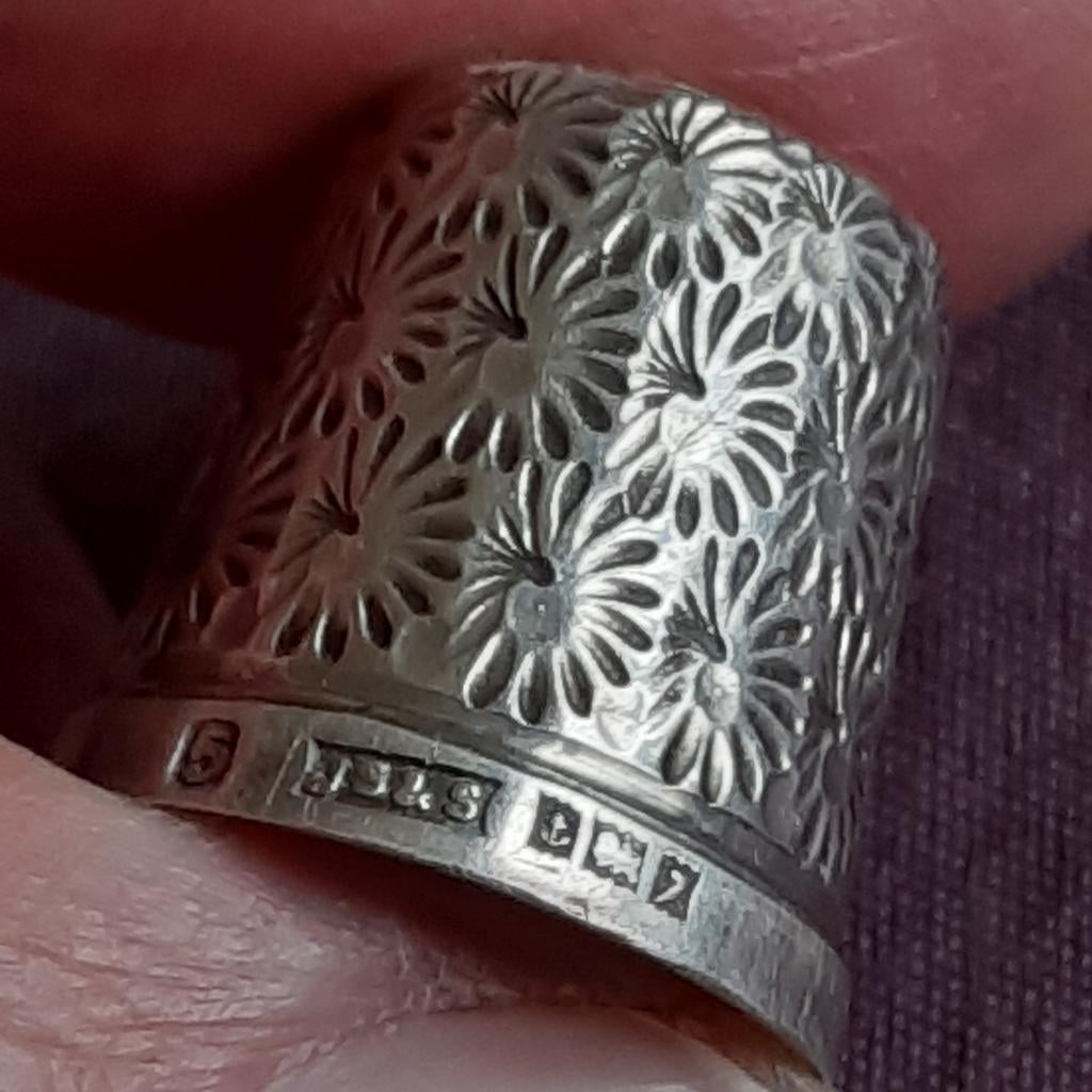 Antieke Vingerhoed Engels Zilver Birmingham, Antiek en Kunst, Antiek | Goud en Zilver, Verzenden, Zilver