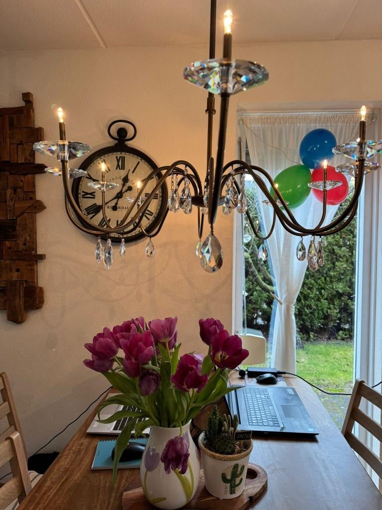 Eettafel hanglamp - klassieke stijl, Ophalen, Gebruikt, Glas, Klassiek - Barok