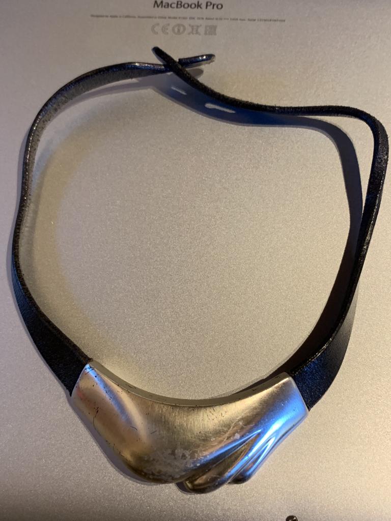 Lapponia collier Paul Havgaard, sterling zilver + zwart leer, Verstelbaar, Verzenden, Zo goed als nieuw, Zilver