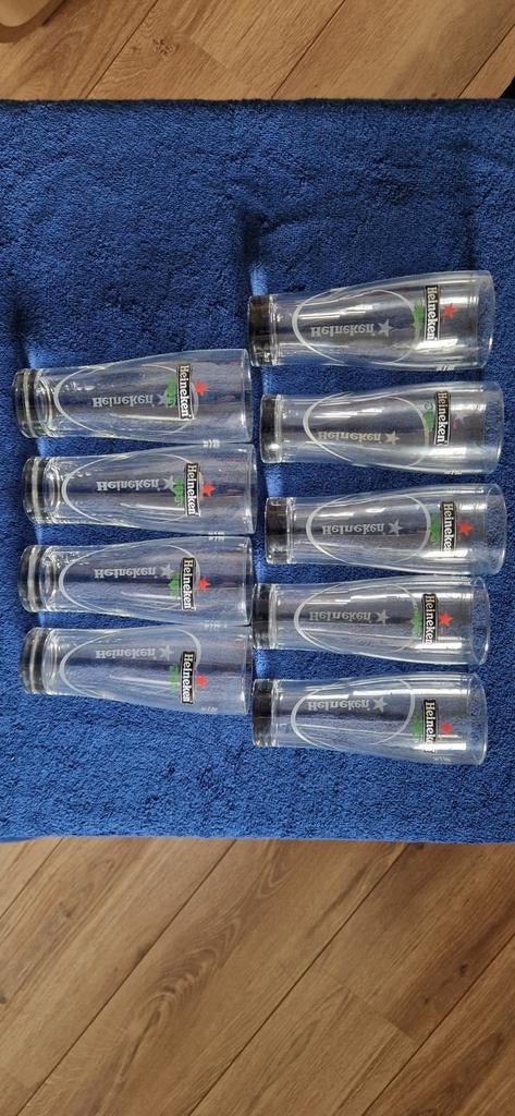 Heineken Glazen - 9 stuks, Ophalen of Verzenden, Gebruikt, Bierglas