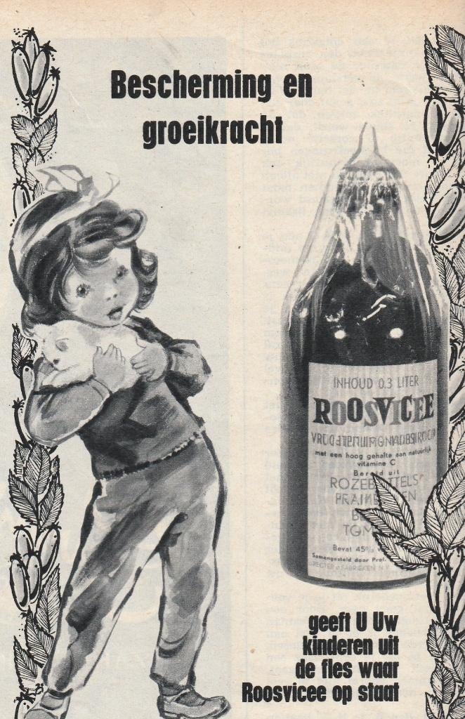 Retro reclame 1963 Roosvicee siroop meisje met poesje, Verzamelen, Retro, Verzenden, Overige typen