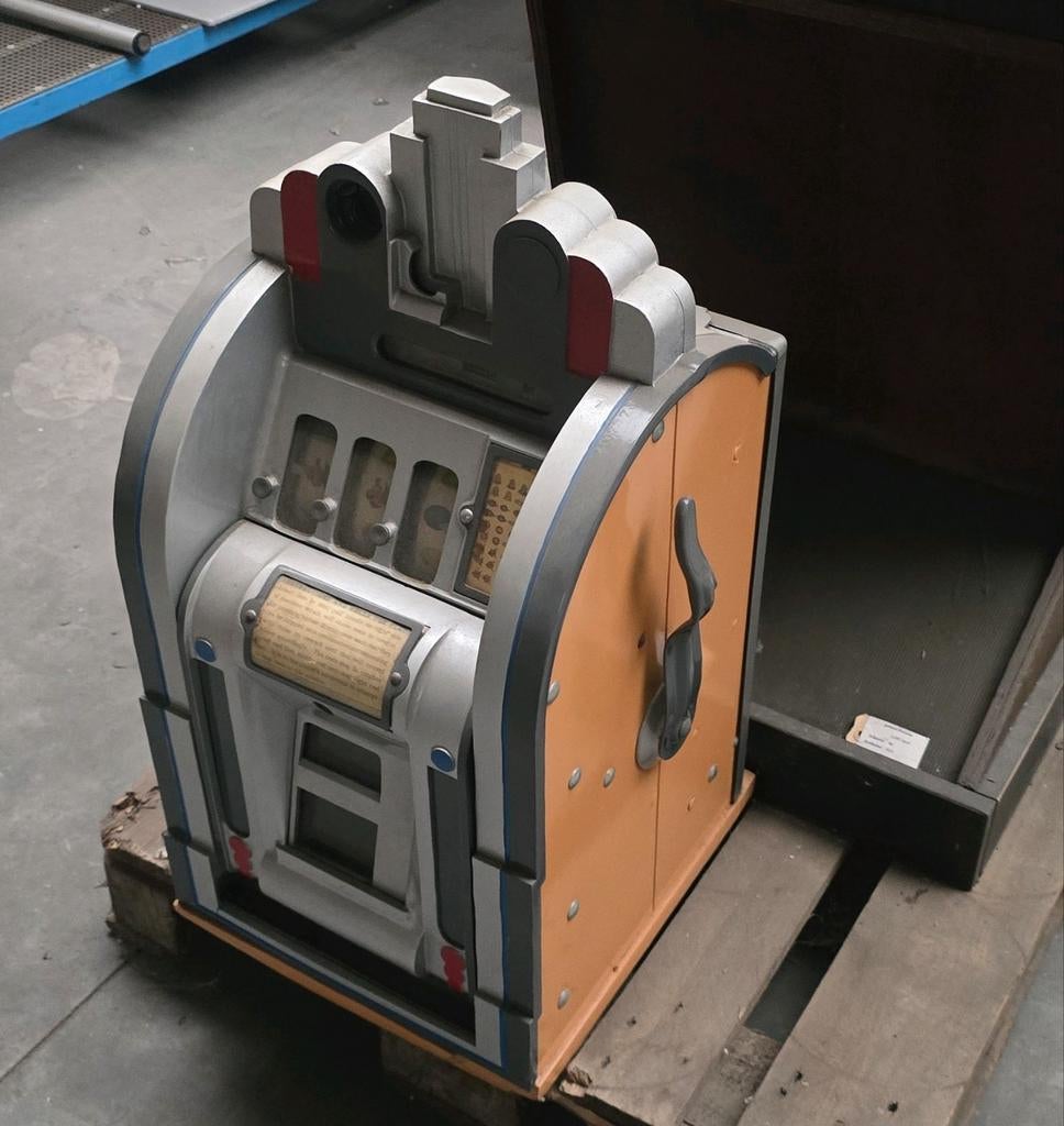 Mini slot machine vintage oude gokkast gok kast slotmachine, Ophalen of Verzenden, Gebruikt