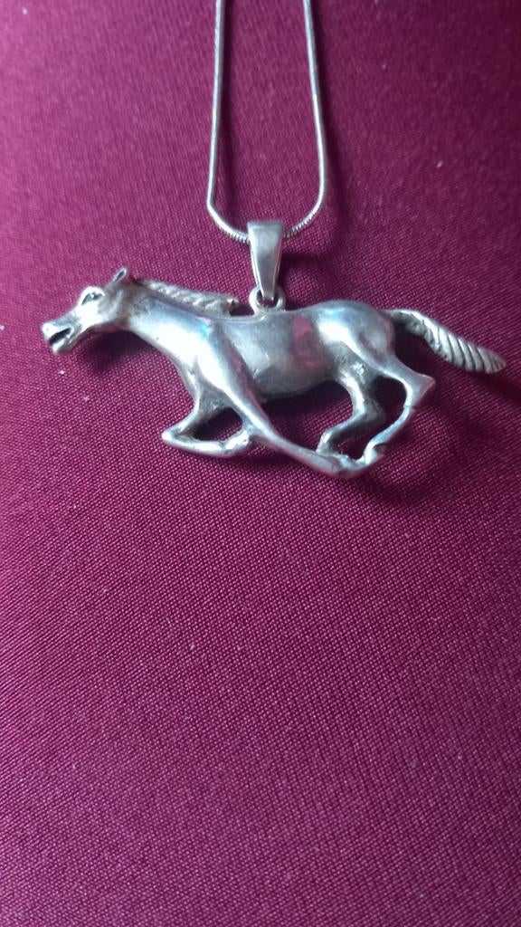 Zilveren Paard Bedel - Galopperend, Ophalen of Verzenden, Zo goed als nieuw, Zilver, Dier