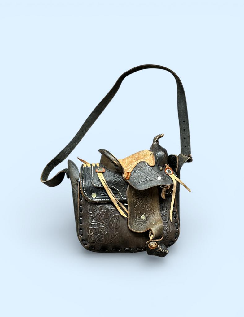 Vintage Lederen Zadeltas - Handgemaakt Jaren 60 leer tas, Overige merken, Gebruikt, Bruin, Ophalen of Verzenden