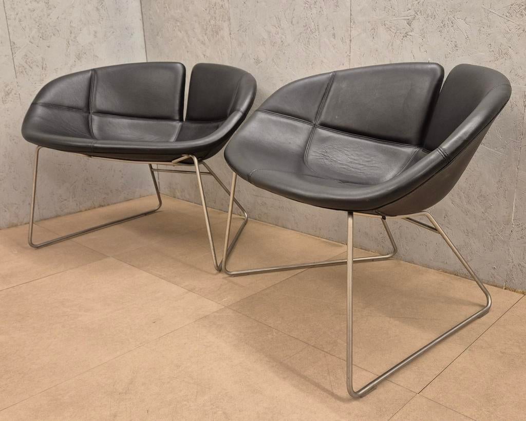 Moroso design loungestoelen – set van 2 – leer, Ophalen, Twee, Moroso, Zwart