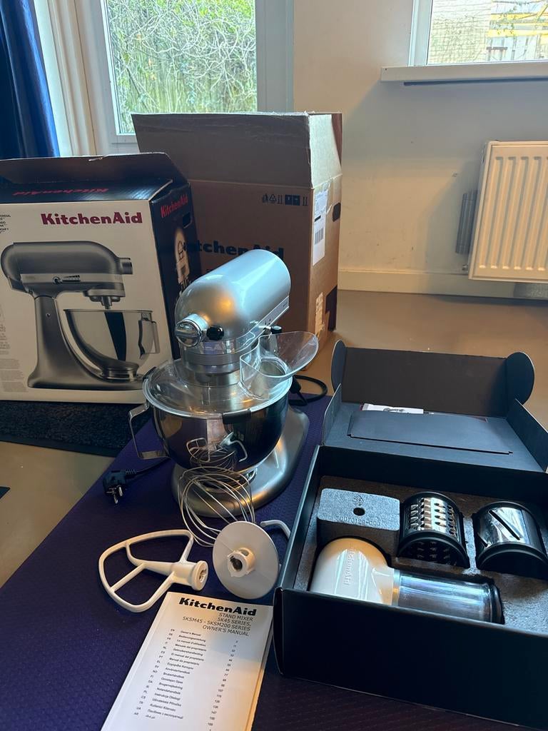 Kitchenaid Artisan 4.3 contour silver met fresh prep, 3 tot 4 liter, Ophalen of Verzenden, Zo goed als nieuw, 3 snelheden of meer